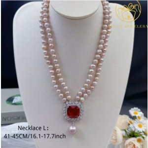 우아한 천연 담수 진주 목걸이