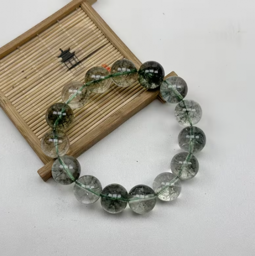 천연 그린 팬텀 쿼츠 비즈 팔찌