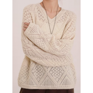 V넥 여성용 루즈 스웨터