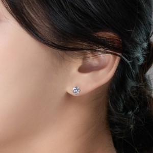 5부 랩 다이아몬드 귀걸이 4프롱